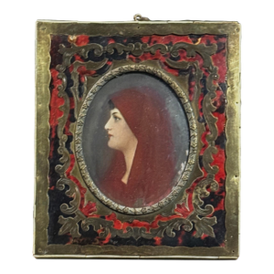 Miniature Portrait of Saint Fabiola in Brass and Boulle Frame