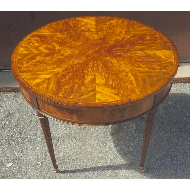 Traditional Althorp Collection George III Style Crotch Mahogany Double-Drawer Rolling Center Table by Theodore Alexander For Sale - Image 3 of 11