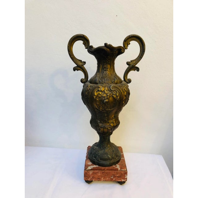 Antique French Cast Bronze and Marble Base Amphora, 1920s For Sale - Image 13 of 13