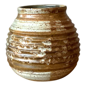 Vintage Boho Ribbed Studio Pottery Vase