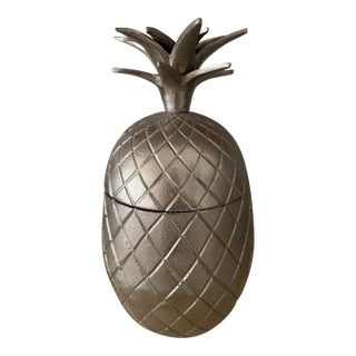 Vintage Large Silver Metal Pineapple Ice Bucket For Sale