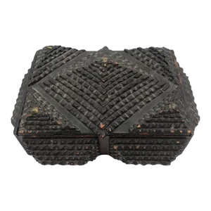 Antique Geometric Chip Carved Tramp Art Box/Folk Art/Outsider