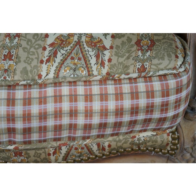 Vintage French Louis XVI Style Walnut Bergère Wingback Library Reading Chair For Sale - Image 12 of 18