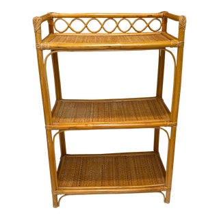 Vintage Rattan and Bamboo Etagere For Sale