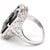 Stones: diamond, 1 trans 2 mm .03ctw GH color/ SI1 clarity black onyx, 1 rectangular tablet 16 x 8 mm Ring Size: 5 Rise...