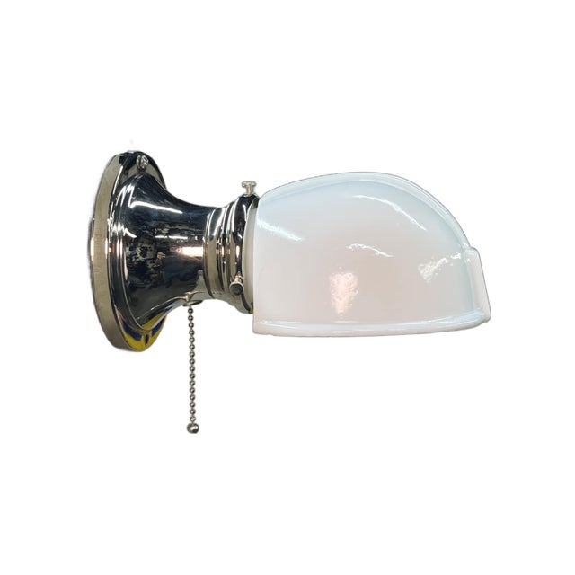 Art Deco 1930s Bathroom Sconce With Nickel Polished Nickel Plating and Wall Switch #2523 For Sale - Image 4 of 5
