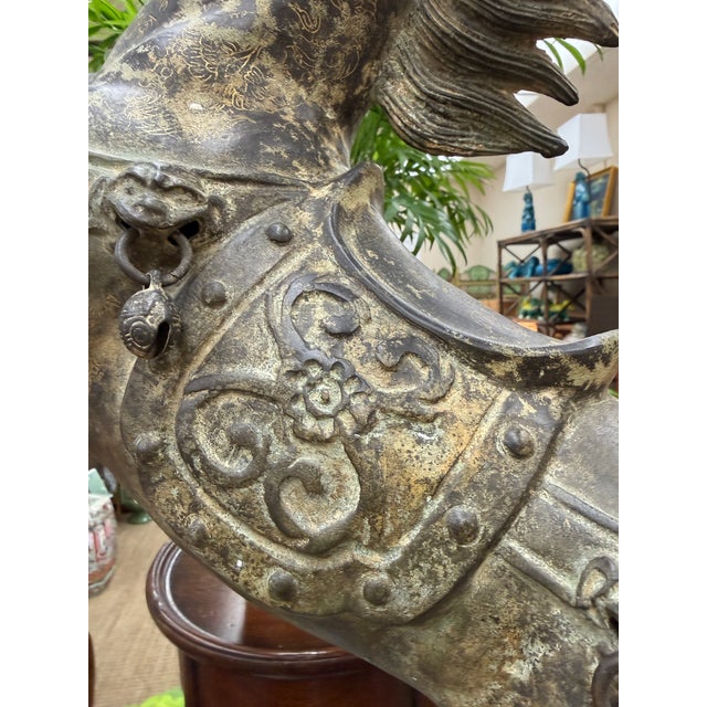 Late 19th Century Rare Bronze Asian Sculpture of Majestic Horse on Hind Legs For Sale - Image 10 of 11