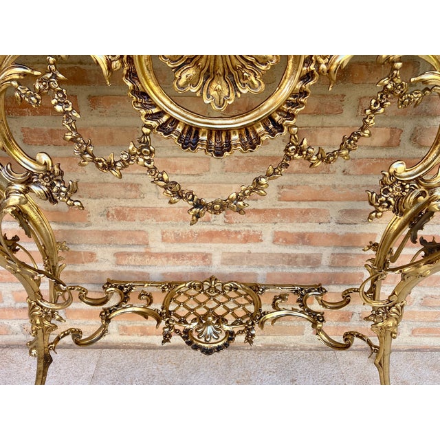 Mid-Century Italian Gilt Bronze Console with Marble Top, circa 1960 For Sale - Image 12 of 14