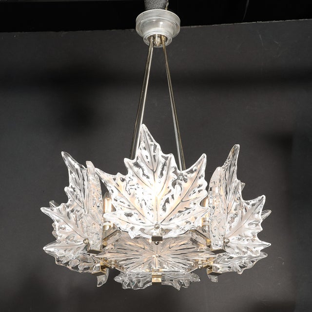 Mid-Century "Champs Élysées" Frosted Crystal Chandelier Signed René Lalique For Sale - Image 13 of 18