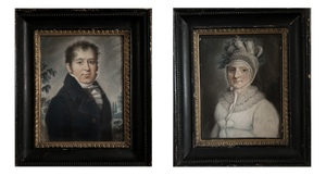 Portraits, 1820-1830, Pastel Drawings, Framed, Set of 2