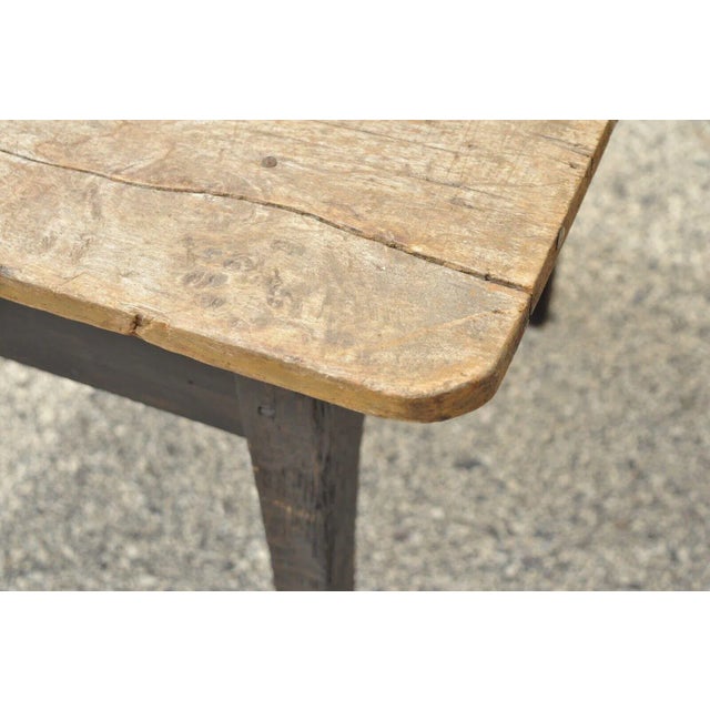 Antique French Country Primitive Black Distress Painted 1 Drawer Breakfast Table For Sale - Image 4 of 13