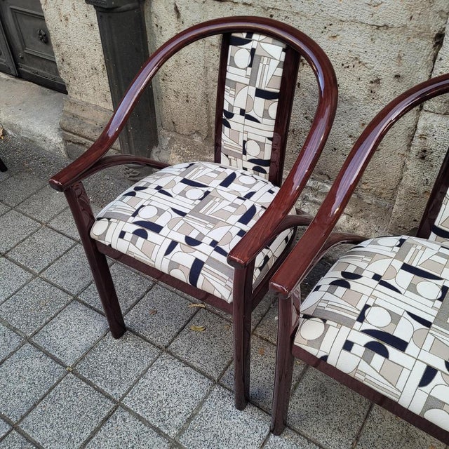 Art Deco Chairs Upholstered in Euphoria Cubista, Misia Paris, France, 1970s, Set of 4 For Sale - Image 13 of 18