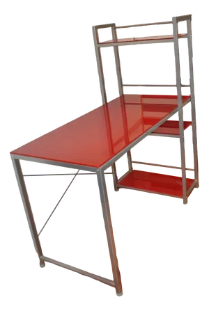 Bauhaus Red Desk, Chair & Metal Cabinet, Set of 3
