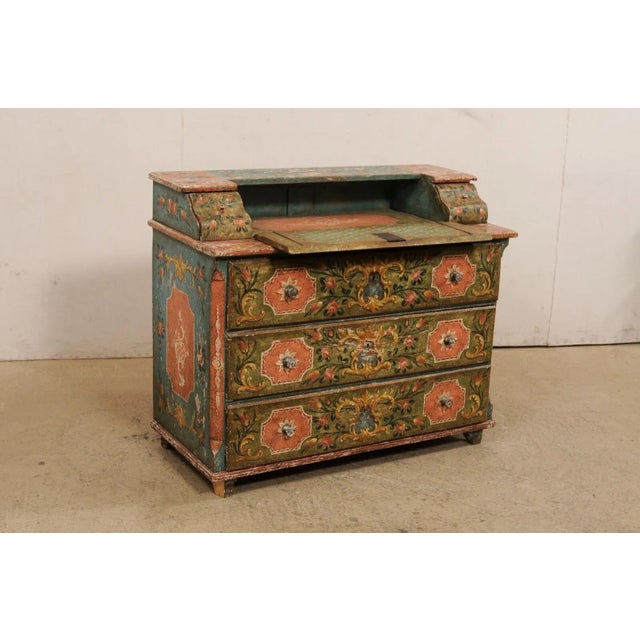 19th Century Butler's Chest with Decorative Paint | Chairish