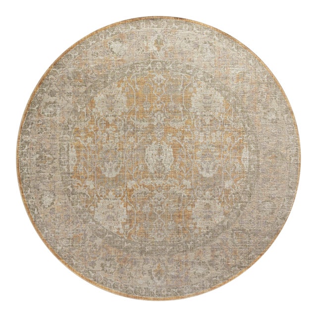 Chris Loves Julia x Loloi Rosemarie Gold / Sand 5'-0" x 5'-0" Round Area Rug For Sale