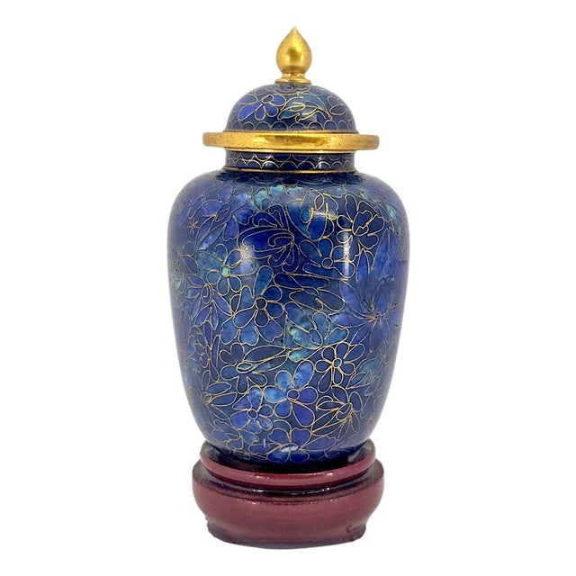 Late 1960s–1970s Jingfa Beijing Cloisonné Ginger Jar With Stand For Sale
