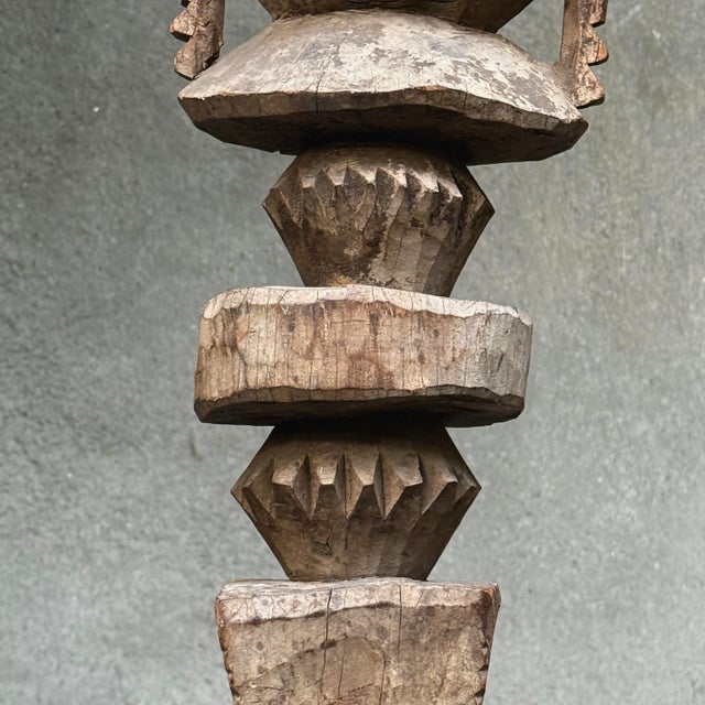 Large Antique Abstract Hand-Carved Nupe House Post on Custom Stand For Sale - Image 10 of 12