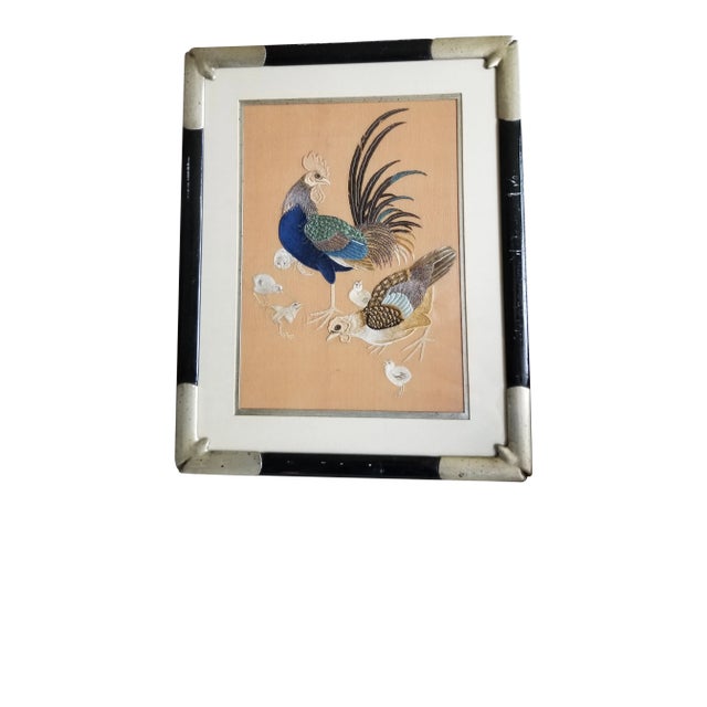 1980s Rooster, Hen, and Chicks Japanese Needlework For Sale