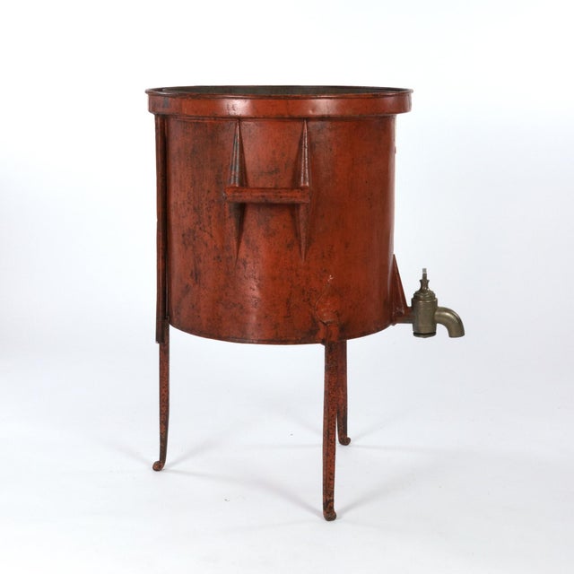 Mid 19th Century French Persimmon Painted Metal Wine Making Barrel For Sale In San Francisco - Image 6 of 13