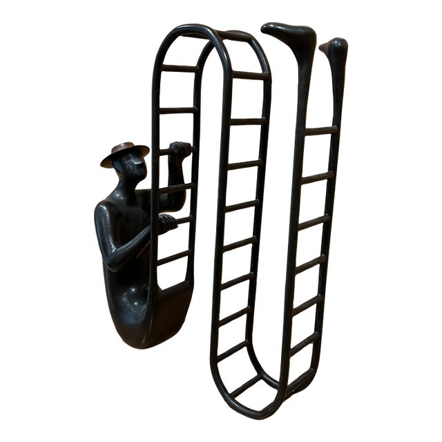 1960s Bronze Sculpture of Man Climbing Ladder For Sale