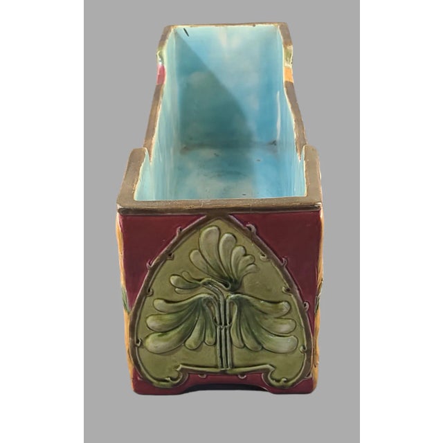 Early 20th Century Early 20th Century Austrian Majolica Art Nouveau Rectangular Figural Planter, Signed For Sale - Image 5 of 12