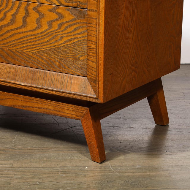 Mid-Century Paul Frankl Cerused Oak Chest of Drawers & X-Form Brass Pulls For Sale - Image 10 of 17