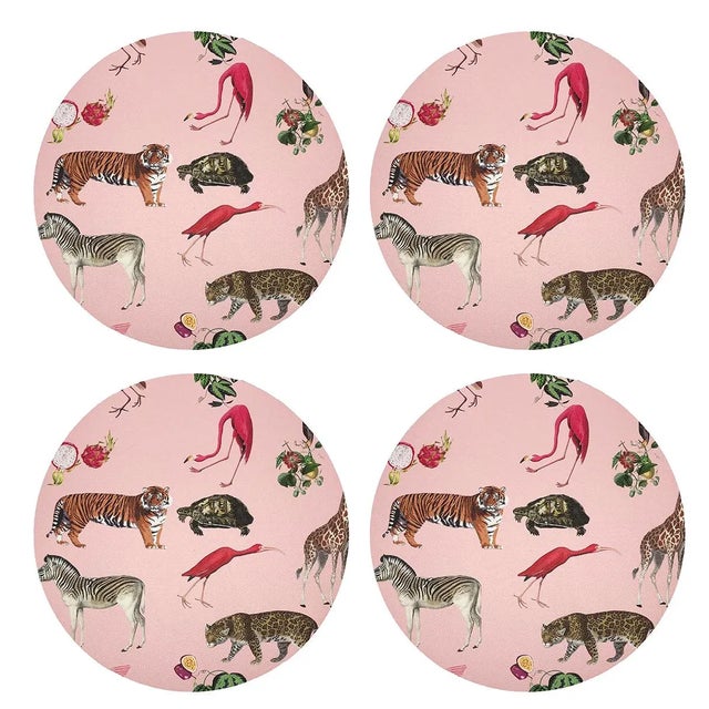 Contemporary Exotix Flamingo, 16" Round Pebble Placemats, Set of 4 For Sale - Image 3 of 3