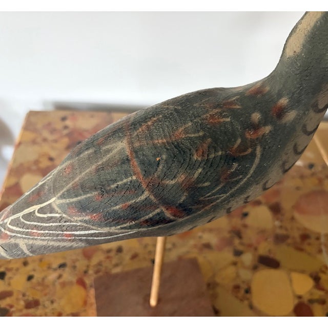 Vintage Hand Carved and Painted Wooden Shorebird, Folk Art For Sale In New York - Image 6 of 6