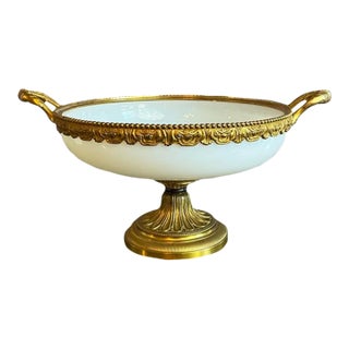 Early 20th Century French Opaline Glass Bowl With Gilt Bronze Ormolu Mounts For Sale