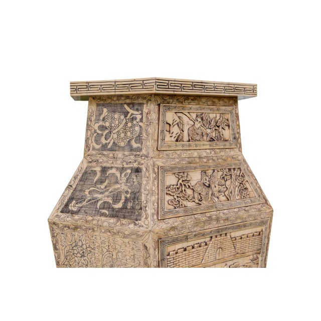Wood Pair of Monumental Oversized Bone Pedestals With Intricate Detail Design For Sale - Image 7 of 8