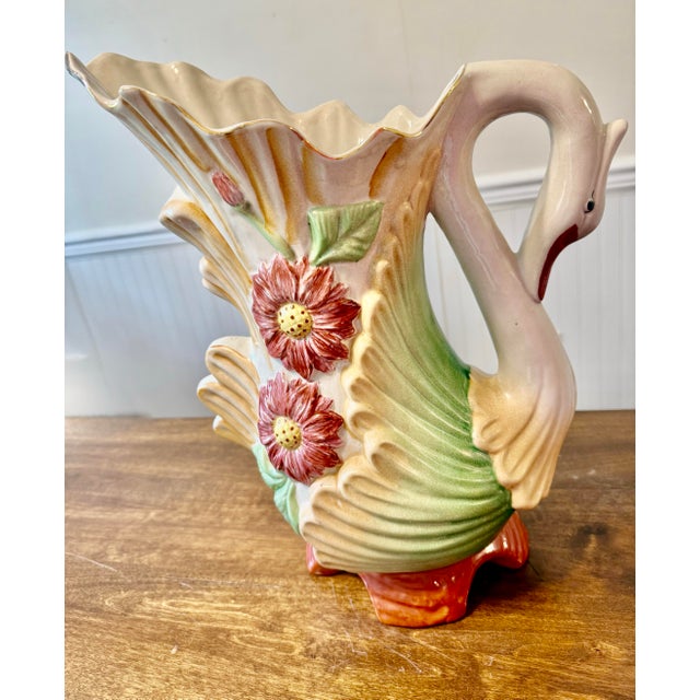 Ceramic Mid 19th Century Majolica Swan Vase For Sale - Image 7 of 12