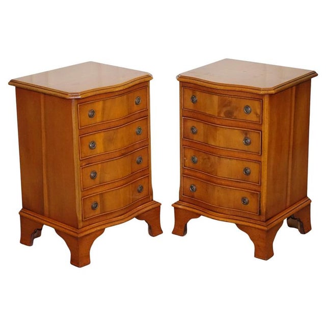 Georgian Style Yew Wood Nightstands, Set of 2 For Sale - Image 13 of 13