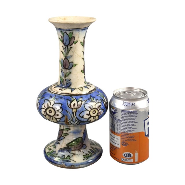 Antique West Asian Polychrome Ceramic Vase with Bird and Floral Decoration, 1900 For Sale - Image 12 of 13