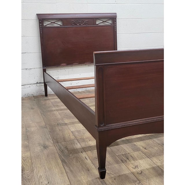 Late 20th Century Vintage Twin Size Cherry Sleigh Bed For Sale - Image 5 of 11