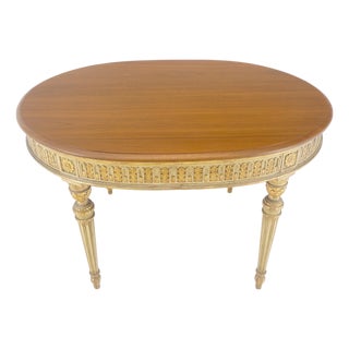 French Gold Gilt Fine Carved 48" Walnut Oval Top Dining Center Table Stunning! For Sale