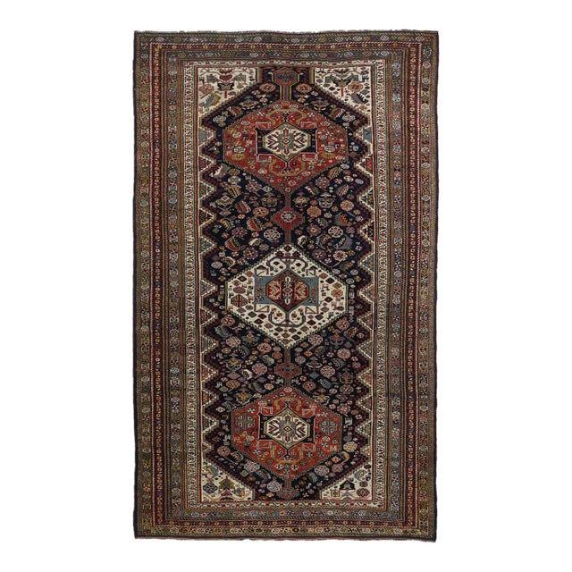 Antique Khamseh Tribal Rug 5'8'' x 9'3'' For Sale