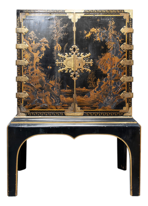 Antique Japanese Lacquer Cabinet on Stand