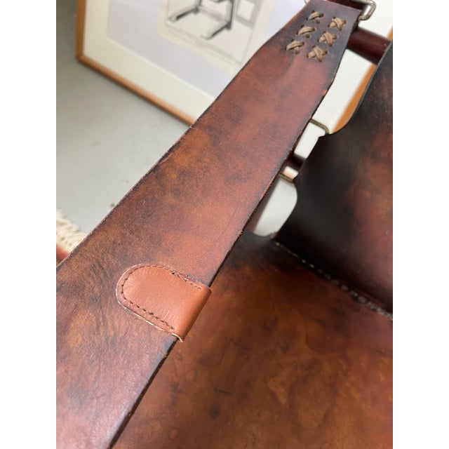 Brown Mid-Century Modern Leather Safari Chair in Brown Buffalo by Arne Norell, 1950s For Sale - Image 8 of 14
