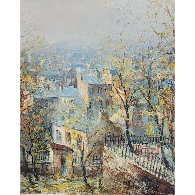 Cerulean Lucien Delarue Fine French Vintage Oil Painting For Sale - Image 8 of 12