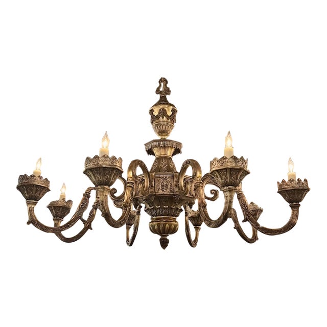 Antique Silver Over Bronze Chandelier by Caldwell For Sale