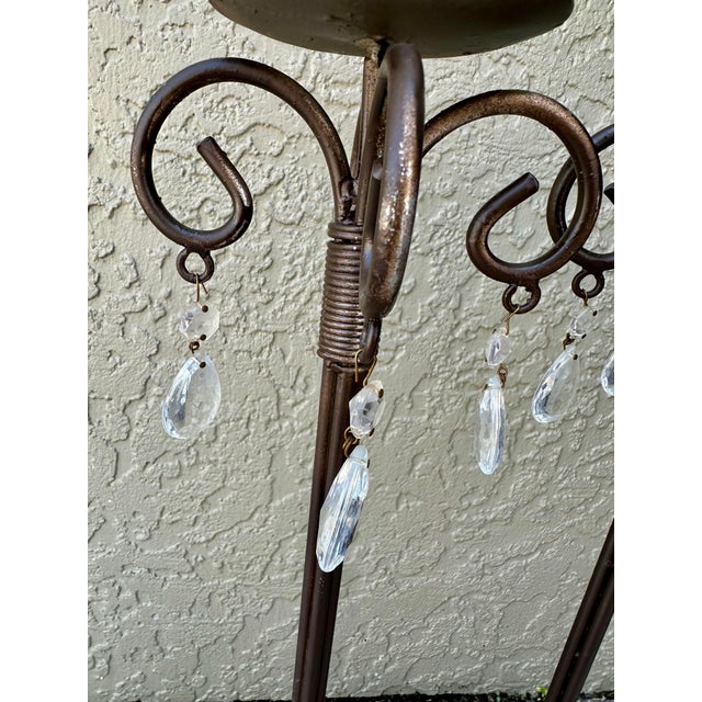 Metal Vintage Late 20th Century Tall Metal Candle Holders- Set of 2 For Sale - Image 7 of 12