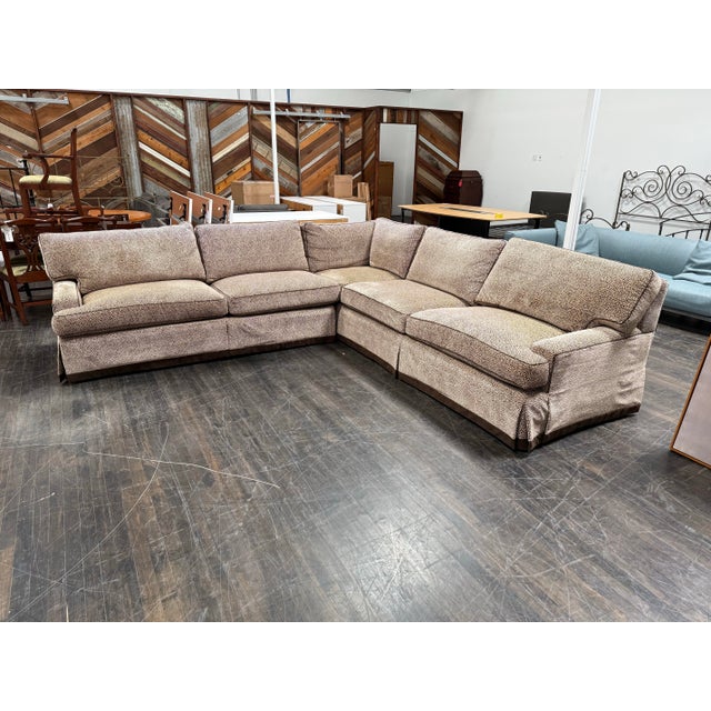 Contemporary Bespoke Crushed Velvet Leopard Sectional For Sale - Image 3 of 12