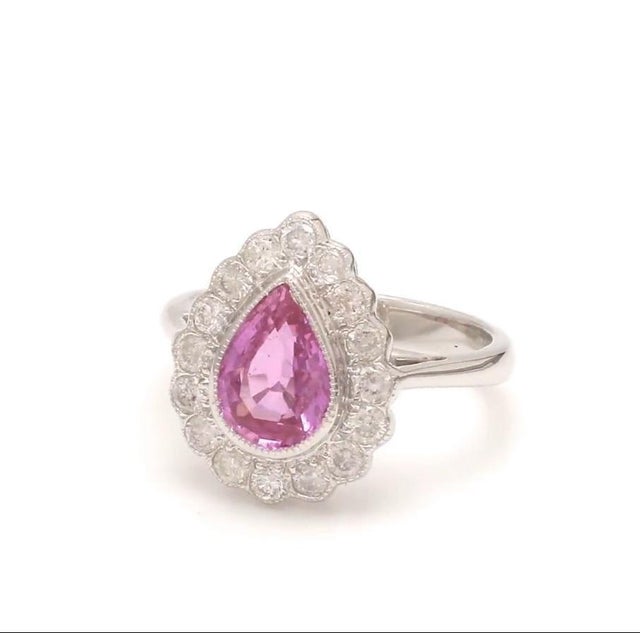 Natural 1.80 cts pink sapphire & 0.65 cts diamond ring in 18k gold For Sale - Image 4 of 18