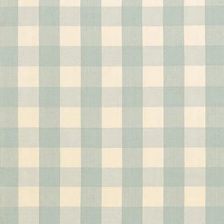 Sample - Schumacher Camden Cotton Check Fabric in Aqua For Sale