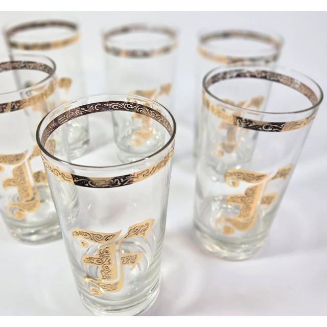 Mid-Century Golden F Tumblers- Set of 6 For Sale - Image 4 of 12