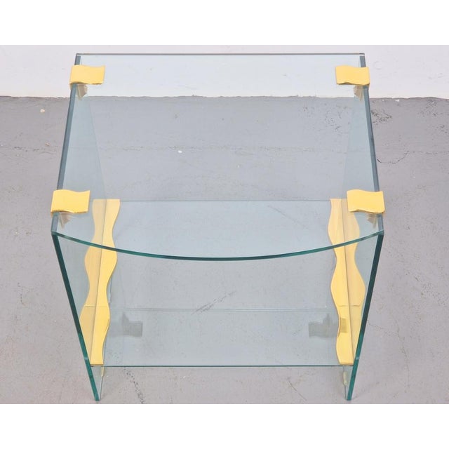 Hollywood Regency Vintage Regency Brass & Glass Side Table, 1970s For Sale - Image 3 of 13