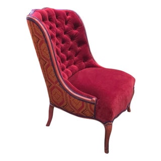 Mid-20th Century Bohemian Deep Button Tufted Accent Chair For Sale