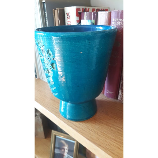 Aldo Londi Vintage Aldo Londi Turquoise Footed Vessel Vase For Sale - Image 4 of 8
