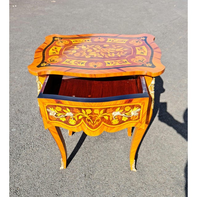 New Marquetry French Style Side Table/Desk With Drawer New Style For Sale - Image 9 of 10