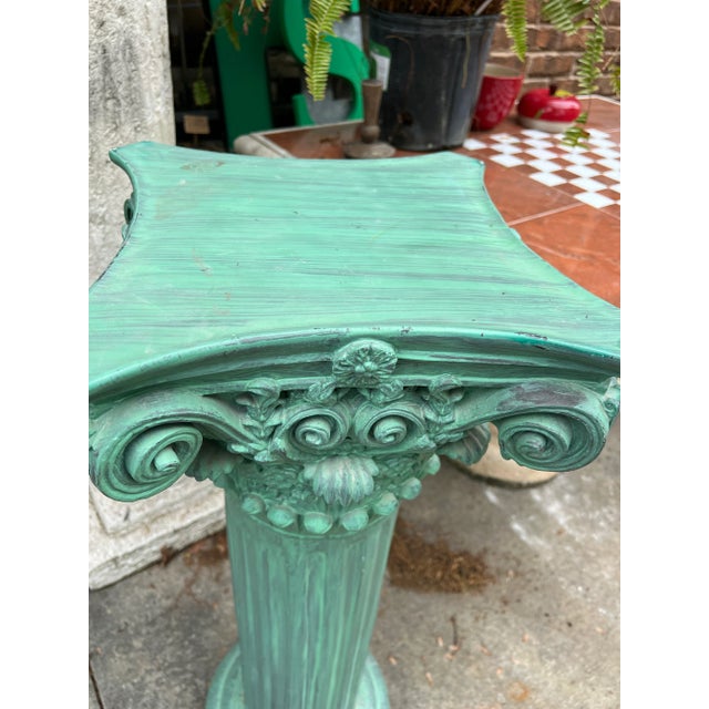 Up for consideration is a beautiful faux concrete green pedestal. This piece would look lovely in your home and it is a...